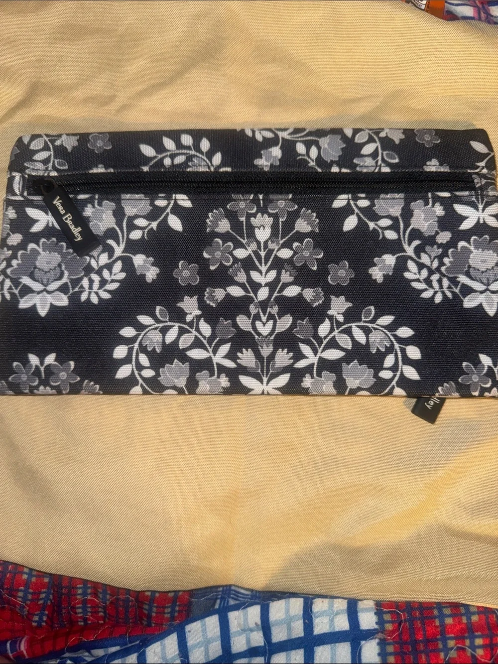 Vera Bradley Navy and White Floral Zip Cosmetic Pouch
